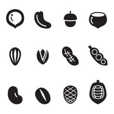 Silhouette Nut icon Set
