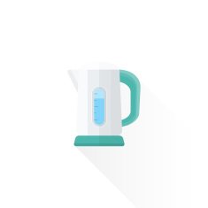 vector flat style white electric kettle illustration