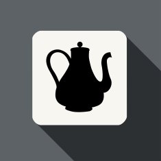 Tea kettle icon with long shadow
