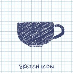 kitchen doodle sketch icon of cup
