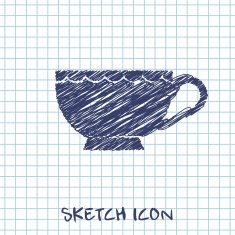 kitchen doodle sketch icon of cup N3