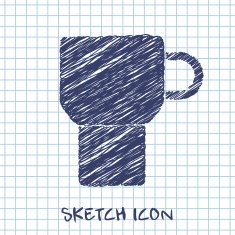 kitchen doodle sketch icon of cup N6