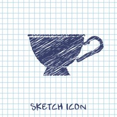 kitchen doodle sketch icon of cup N8