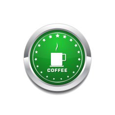 Coffee Sign Green Vector Icon Button