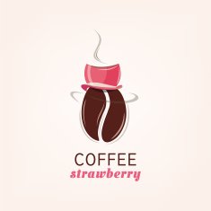 Hot roast pink strawberry coffee bean vector