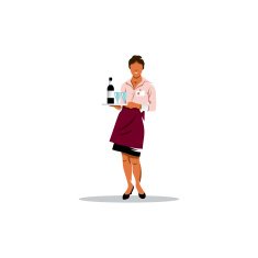 Waitress with tray Vector Illustration