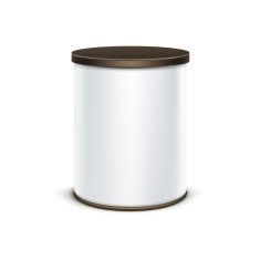 White tin box packaging container for tea or coffee isolated