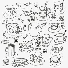 set of cups and mugs