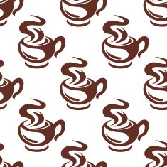 Steaming coffee cups retro seamless pattern