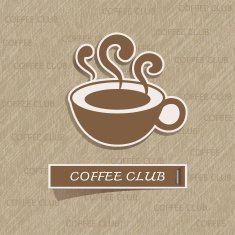 Coffee cup sticker on brown paper N2