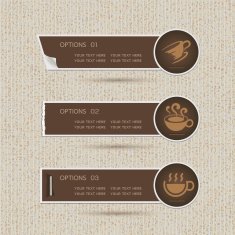 Sticker label with Coffee icons on brown paper