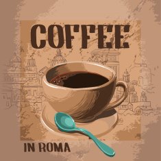 Cup of aromatic coffee in Rome Italy