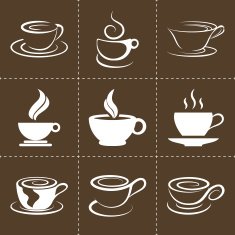 Coffee icons set also as emblem such a logo