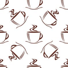 Brown steaming cups seamless pattern