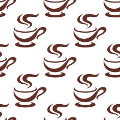 Seamless steaming cappuccino cups pattern