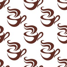 Seamless pattern with steaming coffee cups