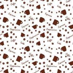 Coffee cups and names with bens Seamless background pattern N2