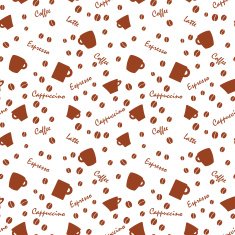 Coffee cups and names with bens Seamless background pattern N3