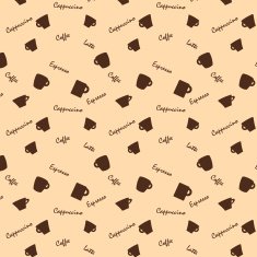 Coffee cups and names Seamless background pattern N2