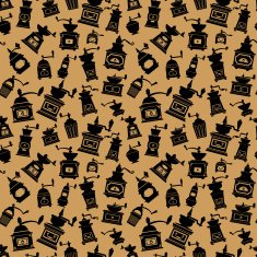 Seamless pattern with different shapes vintage coffee mills silhouettes