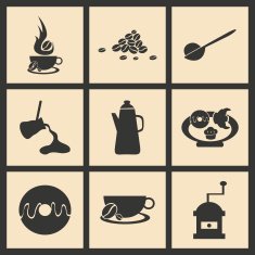 Flat in black and white concept mobile application coffee break