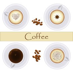 Collection of coffee cups Top view Vector