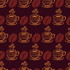 Vector seamless pattern with coffee beans and cup