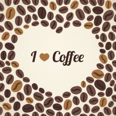 I love coffee Heart with roasted coffee beans