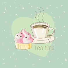 Cup of tea and cupcake