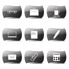 Office Work Black Vector Button Icon Design Set N2