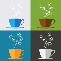 vector set of Coffee cup icon on colorful background