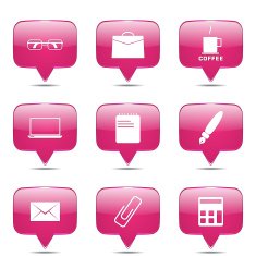Office Work Square Vector Pink Icon Design Set N2