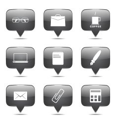Office Work Square Vector Black Button Icon Design Set N2