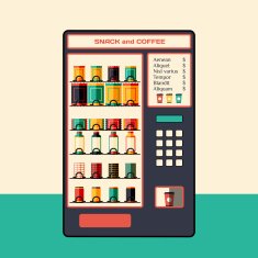 Vending machine for coffee and snacks Flat vector illustration
