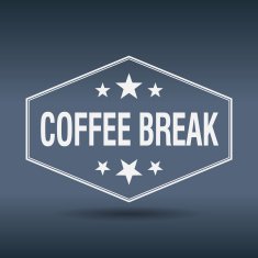 coffee break hexagonal white vintage retro style label