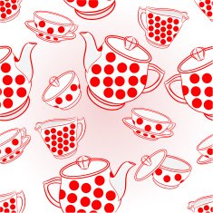 Seamless texture tea service with dots Vector