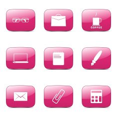 Office Work Square Vector Pink Icon Design Set N4