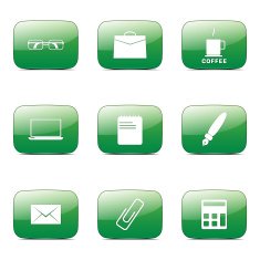 Office Work Square Vector Green Icon Design Set N4