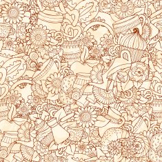 Doodles Sketch Coffee And Tea Design Template Grunge Background