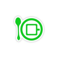 icon sticker realistic design on paper cofee cup N12