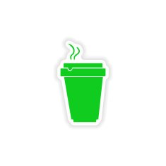 icon sticker realistic design on paper cofee cup N13