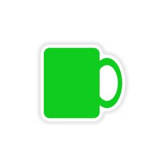 icon sticker realistic design on paper cofee cup N14