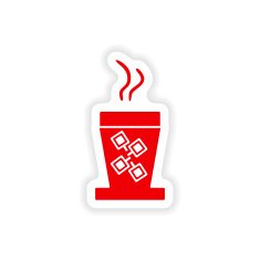 icon sticker realistic design on paper cofee cup N17