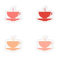 assembly realistic sticker design on paper cofee cups N19
