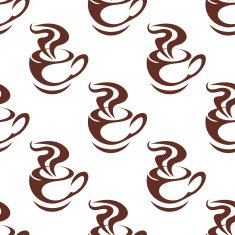 Seamless pattern with steaming cups of coffee