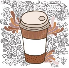 Cute cartoon doodle coffee cup