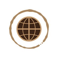 Coffee world with coffee cup stain vector illustration