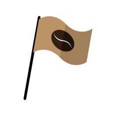 Coffee bean on fly flag vector illustration