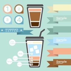 coffee cup infographics and ribbon