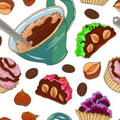 Nut cake and coffee